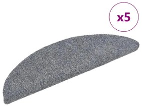 vidaXL Covorașe pentru scări autoadezive, 5 buc., 56x17x3 cm, gri deschis, semirotunde