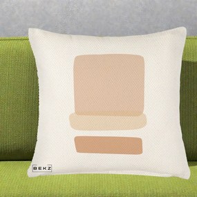 Perna Decorativa Abstract Forme Bej Poudre, 40x40 cm, Crem Reliefat, Husa Detasabila, Perna Inclusa, BEKZ®