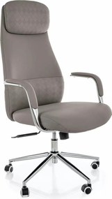 Scaun birou Q-05, gri, piele ecologică, 65x50x117 cm