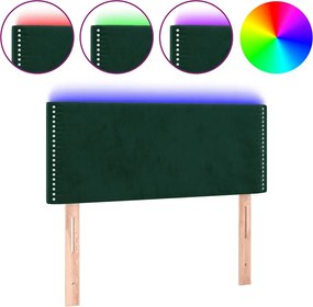 vidaXL Tăblie de pat cu LED, verde închis, 80x5x78/88 cm, catifea