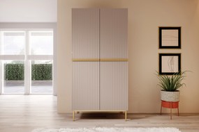 Dulap Nicole dormitor 100 cm - MDF roz antic / picioare aurii
