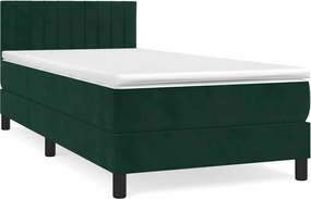 vidaXL Pat box spring cu saltea, verde închis, 80x200 cm, catifea