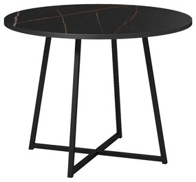 Masa Bucatarie/Dining Rotunda Sarrid PAL Finisaj Marmura Neagra Diametru 100 cm
