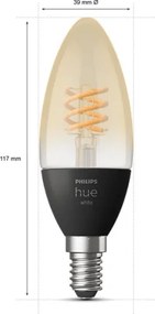 Bec LED dimabil Philips Hue WHITE FILAMENT E14/4,5W/230V 2100K