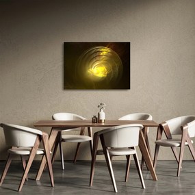 Tablou pe sticlă cu spirala abstractă în galben (70x50 cm)