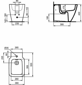 Bideu pe padoseala Ideal Standard Strada II BackToWall