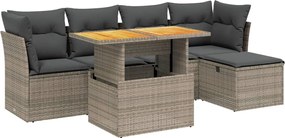 vidaXL Set mobilier grădină cu perne, 6 piese, gri, poliratan