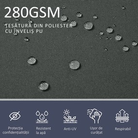 Outsunny Perdea Laterală Retractabilă cu Mâner, Paravan din Metal și Poliester 180 g/m², Anti-UV, pentru Intimitate Exterior, pentru Balcon Grădină, 600x180 cm, Gri | Aosom Romania