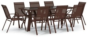 3095978 vidaXL Set de servit masa pentru grădină, 9 piese, maro și negru