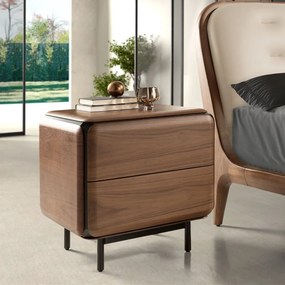 Noptiera design LUX cu sertare Walnut Veneer
