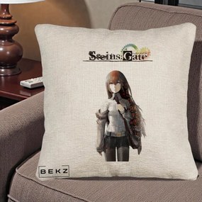 Perna Personalizata Steins Gate Kurisu Makise Anime, 40x40 cm, Bej Canapea, Husa Detasabila, Perna Inclusa, BEKZ®