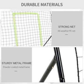 HOMCOM Plasă Rebounder Pliabilă pentru Fotbal și Baseball cu 21 de Corzi și Zonă de Precizie, 123x90x174 cm, Negru | Aosom Romania