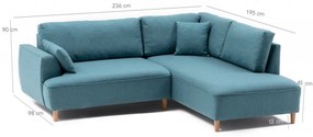 Coltar Felix Extra Soft Corner Sofa Right, Turquoise