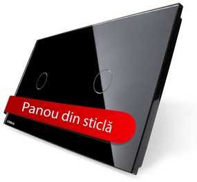 Panou intrerupator simplu+simplu cu touch Livolo din sticla