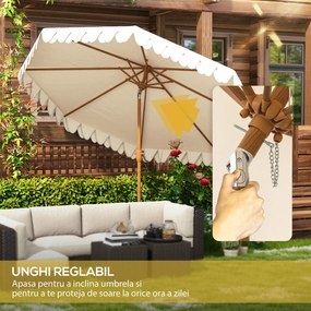 Outsunny Umbrelă de Grădină cu Deschidere cu Manivelă, Fald Dublu şi Înclinabil, 2.7x2.4 m, Alb Crem | Aosom Romania