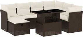 vidaXL Set canapele de grădină cu perne, 8 piese, maro, poliratan