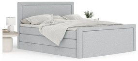 Pat boxspring gri deschis cu spațiu de depozitare 140x200 cm Lavenda – Maison de Rêve