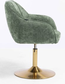 HR2055N Scaun Verde Salvie Grid Premium cu Bază Aurie