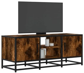 vidaXL Dulap TV stejar fumuriu, 100x35x41 cm lemn prelucrat și metal