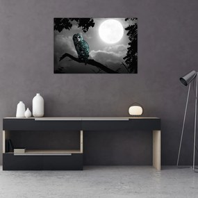 Tablou - Bufniță de noapte, albastru (90x60 cm)