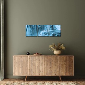 Tablou - cascadele închețate (cu ceas) (90x30 cm)