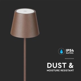 Lampă LED de podea 3în1, reglabilă, 4W, 5V, 4400mAh, 3000K, IP54, maro