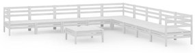 3083120 vidaXL Set mobilier de grădină, 10 piese, alb, lemn masiv de pin