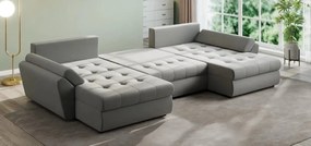 Colțar extensibil dumonde cu ladă de depozitare si sezut confortabil din spuma high-density, Loana U Royal Grey 355x185 cm