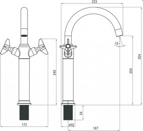 Temisto baterie lavoar inalta cu montaj pe blat finisaj bronz / antichizat BQTM25D