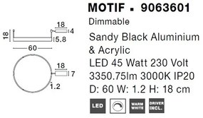 Lustra/Plafoniera LED dimabila design circular MOTIF Black 60cm