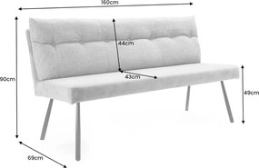 Bancheta moderna BIG GEORGE 160cm gri