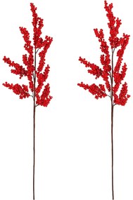 Set de ramuri artificiale Boabe mici roșii, 2bucăți, 70 cm