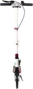 Trotineta din aluminiu cu frana pe disc NOVOKIDS™ Fiore Plus, maxim 100 kg, Franare dubla, Suspensie dubla, Diametru roata 200 mm, Alb cu Roz