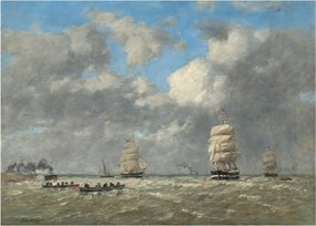 Tablou pe sticlă - Eugène Boudin, Le Havre, reproducere (70x50 cm)