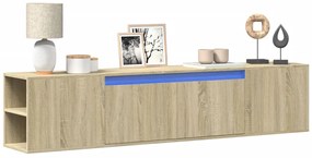 vidaXL Dulap TV de perete cu lumini LED, stejar sonoma, 180x31x39,5 cm