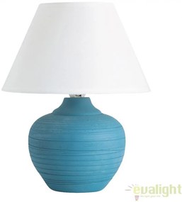 Veioza, lampa de masa din ceramica, finisaj alb/albastru, diametru 20,5cm, Molly 4392 RX