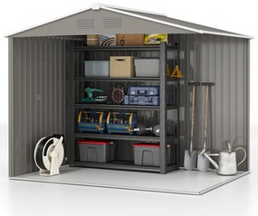 Outsunny Casută de Grădină, Magazie de Exterior pentru Unelte cu 2 Uși Culisante și 4 Prize de Aerisire, 236x174x190 cm, Gri | Aosom Romania
