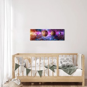 Tablou - Sistemul solar (cu ceas) (90x30 cm)