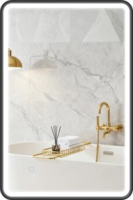 HOMCOM Oglindă de baie LED 90 x 60 cm, lumini, 3 culori, reglabilă, funcție memorie, orizontală și verticală, negru | Aosom Romania