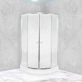Cabină de duș curbată Pixel White 80 cu cădiță de duș