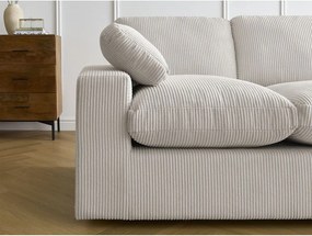 Colțar bej cu tapițerie din catifea reiată Belair – Bobochic Paris