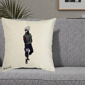 Perna Personalizata Naruto Kakashi Hatake Portret Complet, 40x40 cm, Ecru, Husa Detasabila, Perna Inclusa, BEKZ®