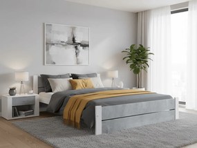 Pat de o persoana IKAROS DOUBLE 120 x 200 cm, beton/alb Saltele: Cu saltele Sommera 18 cm, Somiera pat: Fara somiera