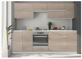 Bucatarie, 2,6 m, GLOBAL300 - alb/stejar sonoma