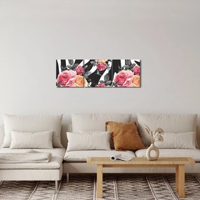 Tablou cu trandafiri înfloriți (cu ceas) (90x30 cm)