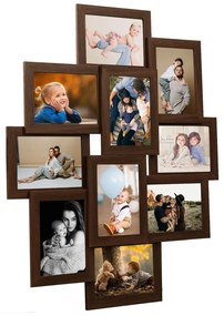 vidaXL Ramă foto colaj pentru 10x (10x15 cm) foto, maro închis, MDF