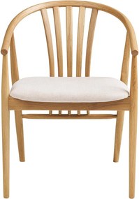 Scaun de dining în culoare naturală cu cotiere din lemn de stejar Agustin – House Nordic