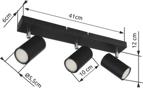 Spot ROBBY 3xGU10/35W/230V neagră Globo 57911-3B