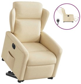 vidaXL Fotoliu electric rabatabil cu ridicare, crem, textil