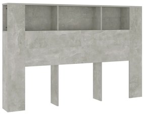 811938 vidaXL Tăblie de pat cu dulap, gri beton, 160x18,5x104,5 cm